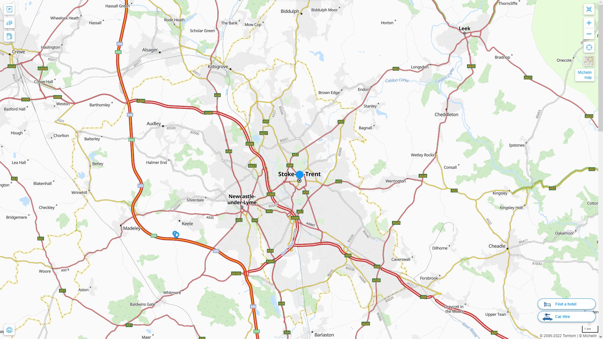 Stoke on Trent Highway and Road Map